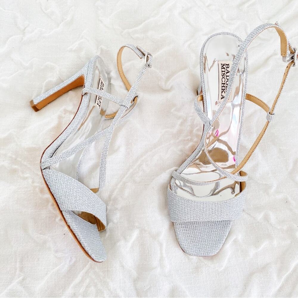 BADGLEY MISCHKA Ebiza Glitter Sandals Size 11 $185